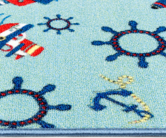 Kids Rug Playroom Sailboats Light Blue 133x190
