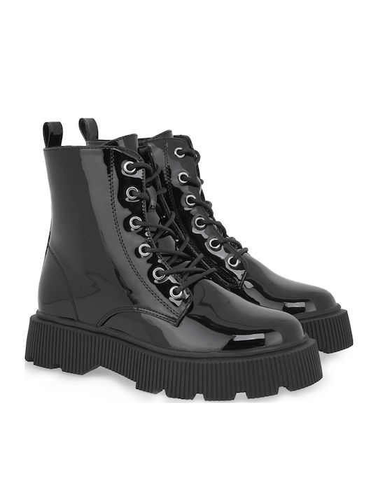 Kinderstiefel mit Schnürsenkeln Schwarz