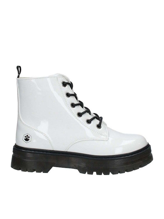 Elinor Kids Boots from Patent Leather with Zipper White
