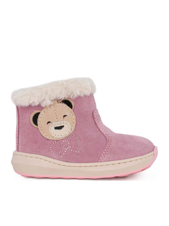 Anatomische Wildleder Kinderstiefel Barfuß mit Reissverschluss Rosa