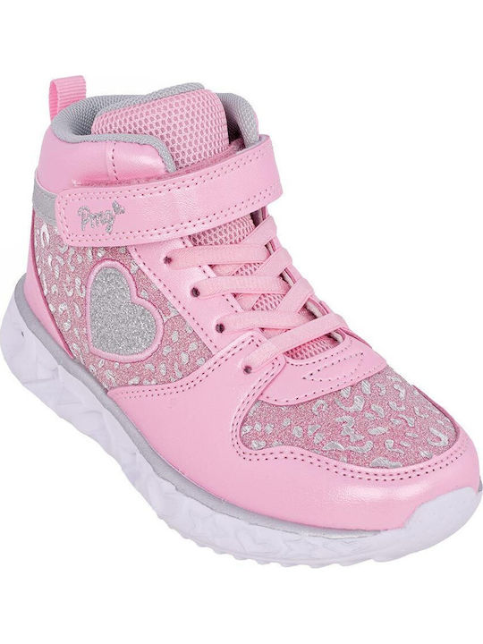 Anatomisch Kinderstiefeletten mit Klettverschluss & Lichtern Rosa