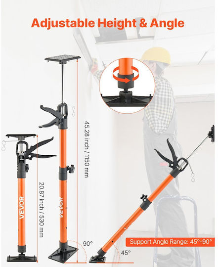 Vevor Cabinet Jack Support Post 2 Pieces Telescopic Quick Support Steel Rod 54-155 Cm Adjustable Third Hand System Capacity Up To 70 Kg Cabinet Installation Drywall Lifting Load Bars