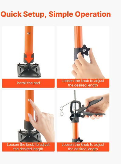 Vevor Cabinet Clamp Support Post 2 Pieces Telescopic Quick Support Steel Rod 116-290 Cm Adjustable Third Hand System Capacity Up To 70 Kg Cabinet Installation Drywall Lifting Load Bars
