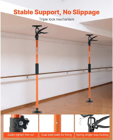Vevor Cabinet Clamp Support Post 2 Pieces Telescopic Quick Support Steel Rod 116-290 Cm Adjustable Third Hand System Capacity Up To 70 Kg Cabinet Installation Drywall Lifting Load Bars