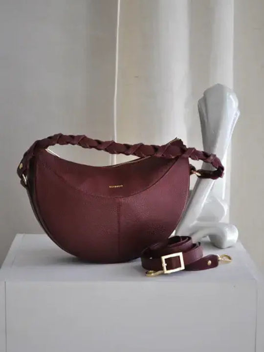 De piele Geantă de damă De umăr Burgundy