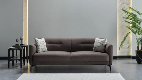 Truva Τριθέσιος Καναπές Brown 215x91x83εκ.