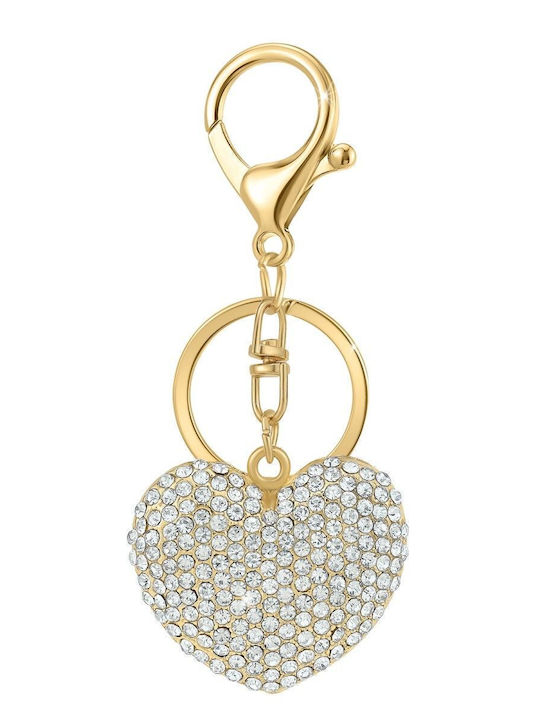 So Charm Keychain Heart Bijou De Sac with Sparkling Swarovski Crystals Gold B4366-dore