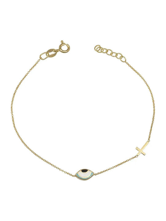 Damen Armband Kette mit Design Kreuz aus Silber Vergoldet