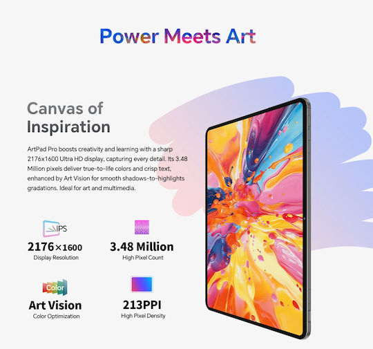 Teclast ArtPad Pro 4G 12.7" Tablet (8GB/256GB) Γκρι
