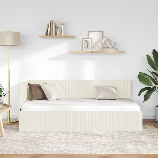 Κρεβάτι Μονό για Στρώμα 90x190cm Κρεμ