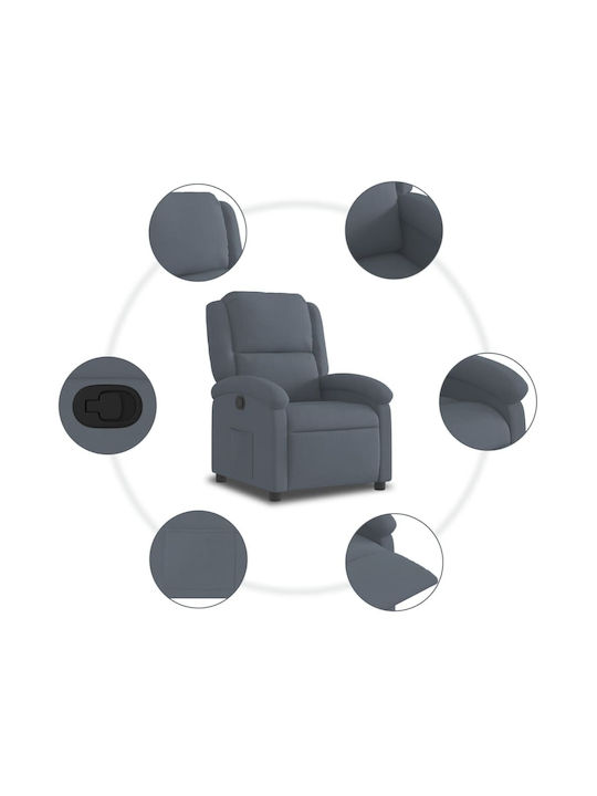 Relaxsessel mit Fußhocker Samt Dark Grey 71x86.5x99.5cm