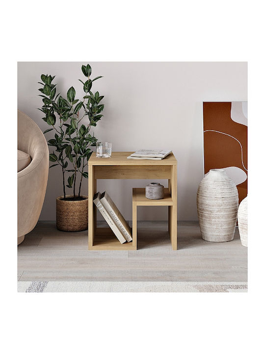 Rectangular Side Table Bon Wooden Natural Beech L40xW35xH40cm