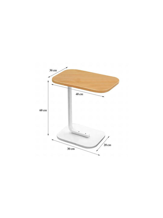 Oval Side Table Metal White L30xW20xH60cm.