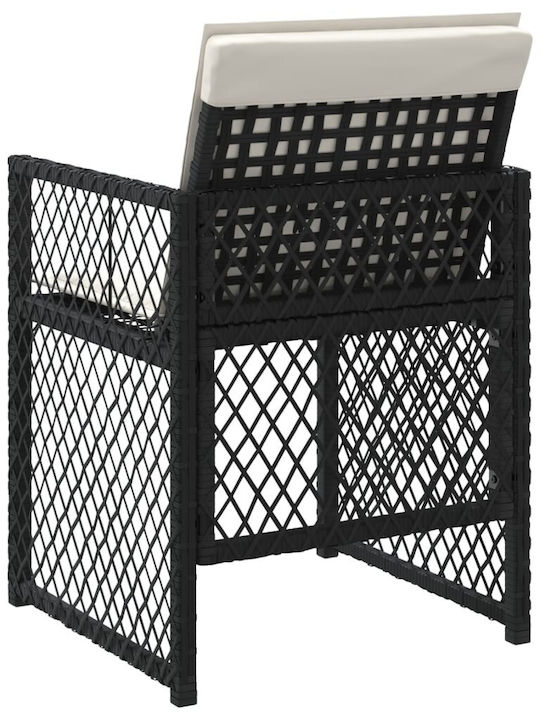 Outdoor Chair Rattan Black with Cushion 4pcs 36x49x49cm