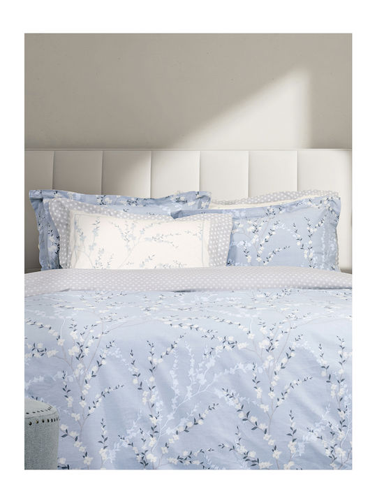 Nima Duvet Cover Set Cotton Single with Pillowcase 160x240 Inverno Blue