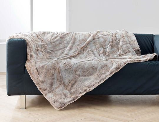 Douceur d'Intérieur Pelzige Decke Couch 125x150cm Beigefarbe