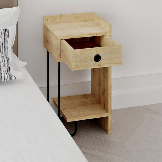 Sirius Bedside Table Wooden Natural Beech 32x30x61cm