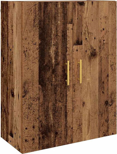 Vitrină Suspendată pentru Sufragerie din Placă Aglomerată, Culoare Lemn Vechi, 69,5x34x180 cm
