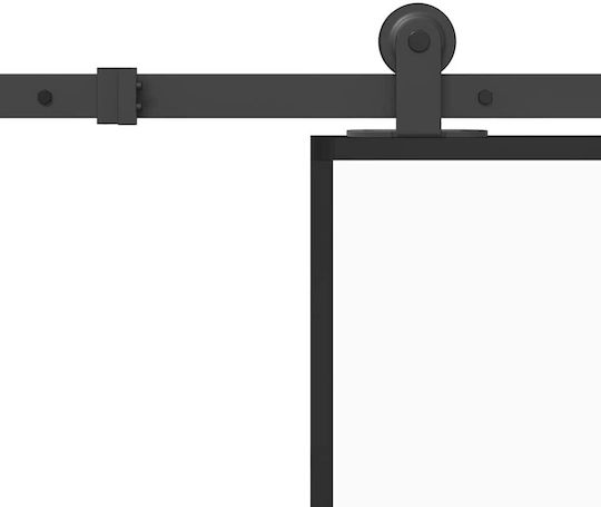 Vidaxl Συρόμενη Πόρτα Σετ Υλικού 90x205 Cm Γυαλί Αλουμίνιο Μαύρο