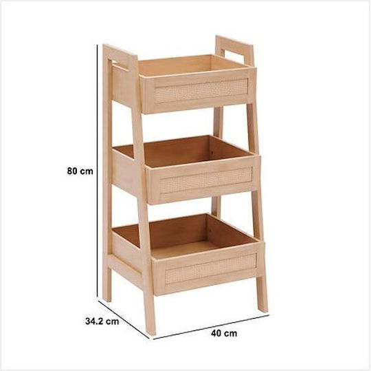Boden Badezimmerregal Hölzernes mit 3 Regalböden 40x34.2x80cm Beige