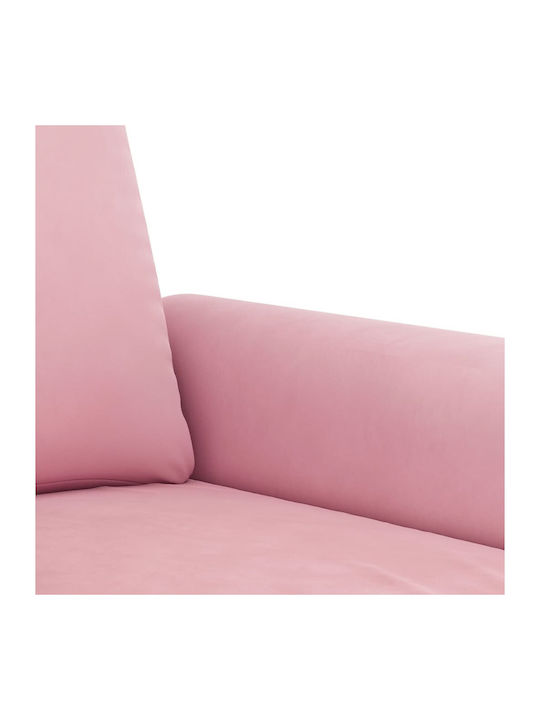 Living Room Furniture Set 3-Seater & 2-Seater & Stool Pink