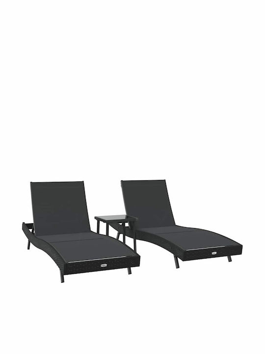 Deckchair Rattan 3pcs 197x70cm. Deckchair Rattan 3pcs 197x70cm.
