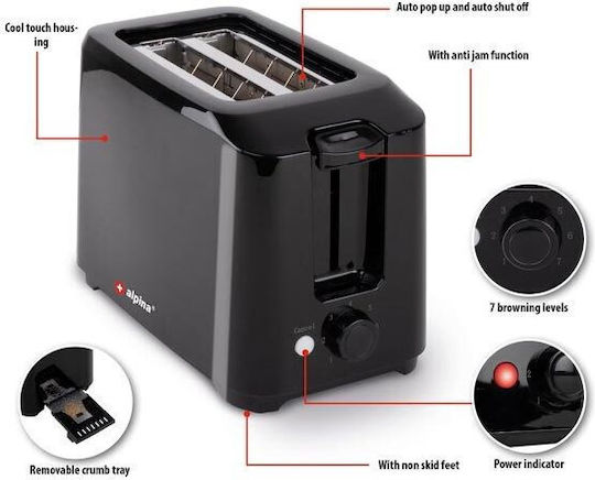 Alpina Appliances Тостер Двуместна 700W Черен