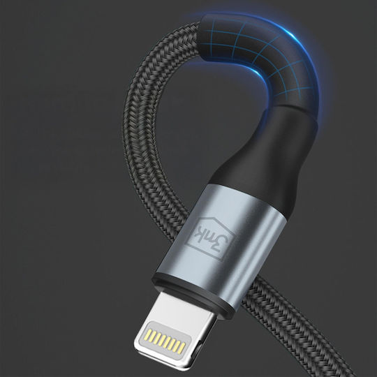 3MK Редовна USB-A към Lightning кабел 12W Черен 1м