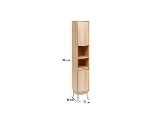 Badezimmersäule Boden H30xB30xH170cm Braun