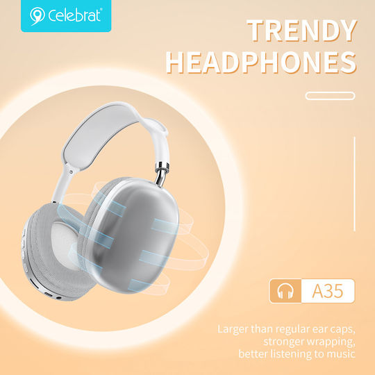 Celebrat A35 Wireless / Wired Over Ear Headphones with 10 hours of Operation Black