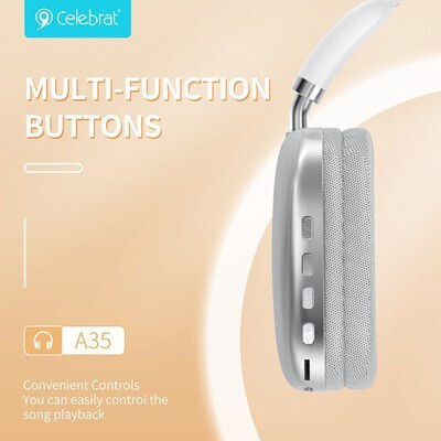 Celebrat A35 Wireless / Wired Over Ear Headphones with 10 hours of Operation Black