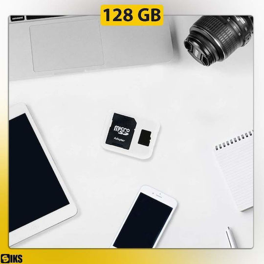 Card De Memorie Microsd 128 Gb Siks Inclus Adaptor Sd Clasa 10 Viteză Mare Compatibil Cameră Video Dvr Auto Cameră Supraveghere Telefon Laptop Tablet Negru