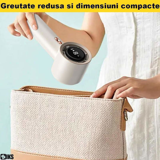 Siks Turbo Ventilator De Mână Portabil Ecran Lcd 200 Niveluri De Intensitate Afișaj Nivel Baterie Încărcare Usb Cablu Inclus Alb