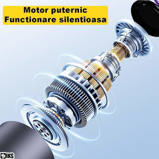 Siks Turbo Ventilator De Mână Portabil Ecran Lcd 200 Niveluri De Intensitate Afișaj Nivel Baterie Încărcare Usb Cablu Inclus Alb