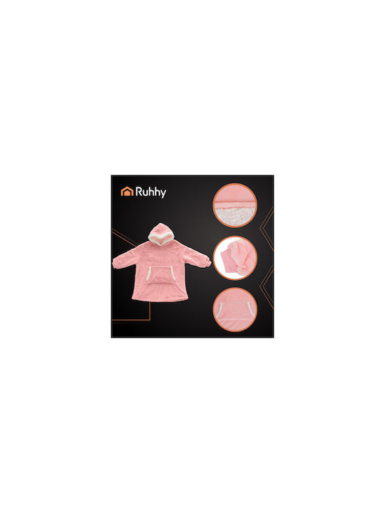Ruhhy Velvet Blanket with Sleeves 80x80cm Pink