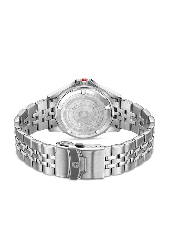 Swiss Military Hanowa Flagship Herrenuhr Mit Batterie Und Silbernem Rostfreiem Stahlarmband