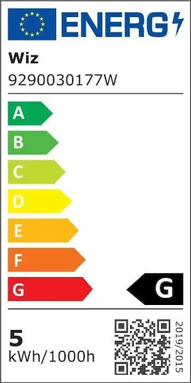 WiZ Smart Λάμπα LED 4.9W για Ντουί E14 και Σχήμα C35 Ρυθμιζόμενο Λευκό 370lm Dimmable