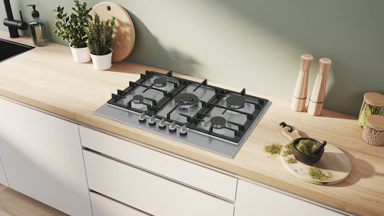 Bosch Serie 6 Erdgas-Kochfeld Autonom 75x52εκ. Silber