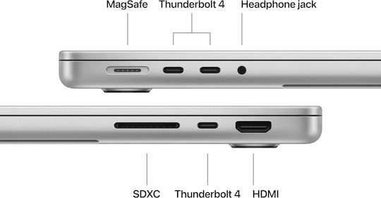 Apple MacBook Pro 14.2" IPS Panel Retina Display 120Hz (M5-10-ядрен/16GB/1TB SSD/10-Core GPU) Сребрист (Международен Английски Език Клавиатура)