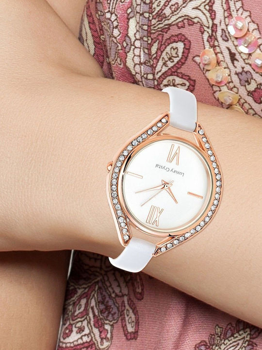 So Charm Women's Watch with White Leather Strap