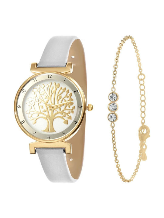 So Charm Women's Watch with Gold Leather Strap