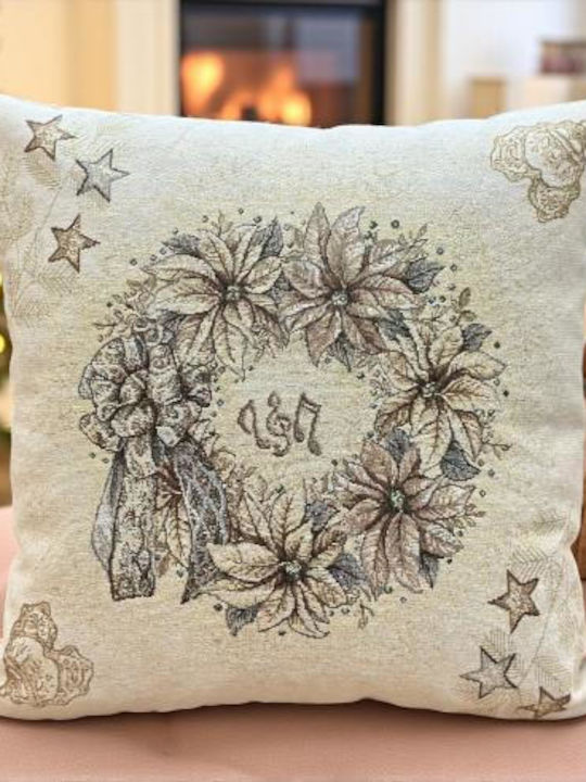 Linea Home Christmas Decorative Square Pillowcase Beige 45x45cm