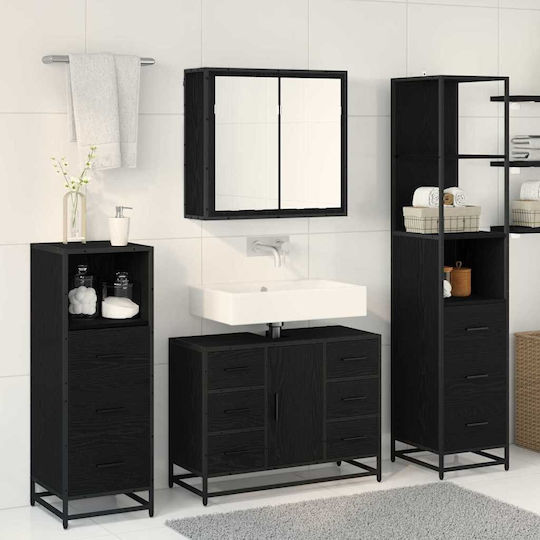 vidaXL Waschtisch Waschtisch ohne Waschbecken, mit Spiegel & Säule L80xB33xH60cm Black Oak vidaXL Waschtisch Waschtisch ohne Waschbecken, mit Spiegel & Säule L80xB33xH60cm Black Oak