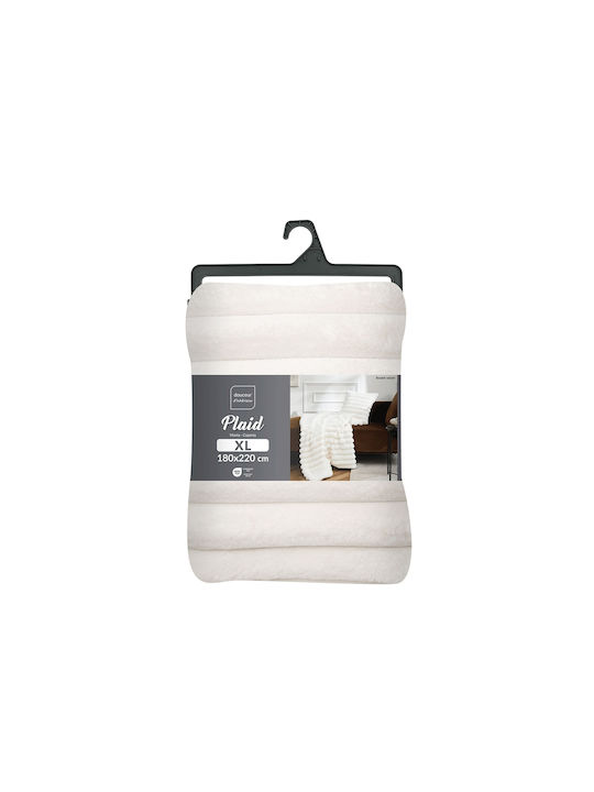 Douceur d'Intérieur Κουβέρτα Fleece Ημίδιπλη 180x220εκ. White