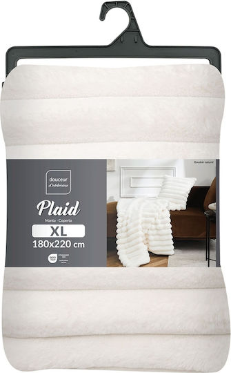 Douceur d'Intérieur Κουβέρτα Fleece Ημίδιπλη 180x220εκ. White