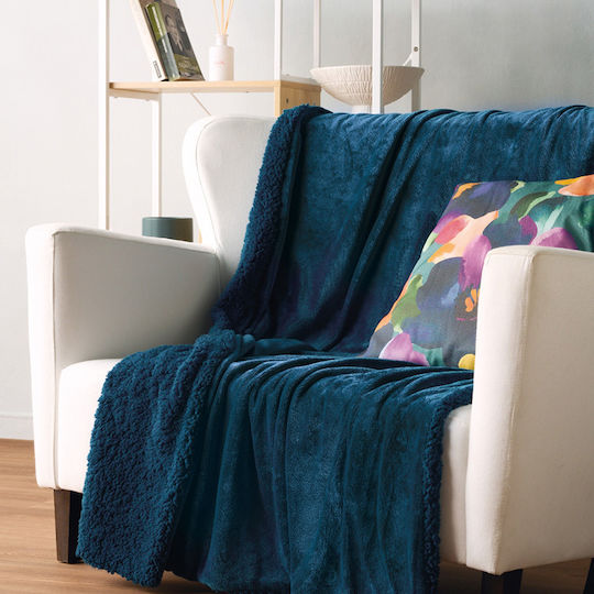 Kentia Ivanna Furry Sofa Blanket 130x170cm Petrol