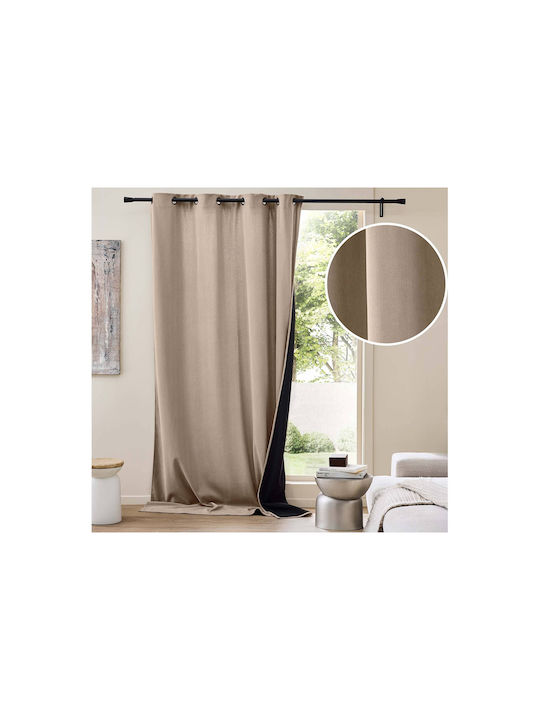 Douceur d'Intérieur Κουρτίνα Παραθύρου με Τρουκς Καφέ 140x260εκ.