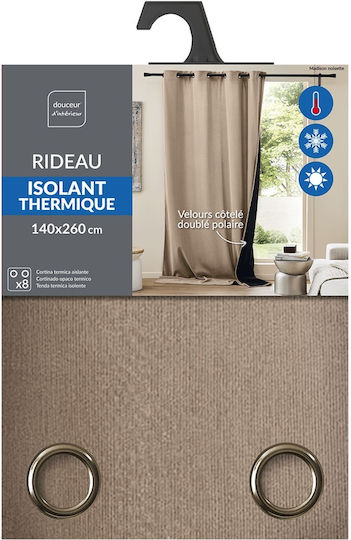 Douceur d'Intérieur Curtain Window with Grommet Brown 140x260cm