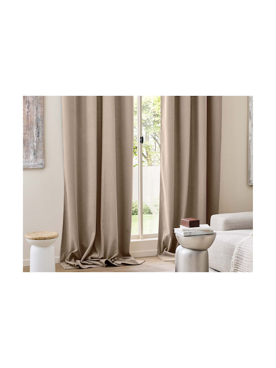 Douceur d'Intérieur Κουρτίνα Παραθύρου με Τρουκς Καφέ 140x260εκ.