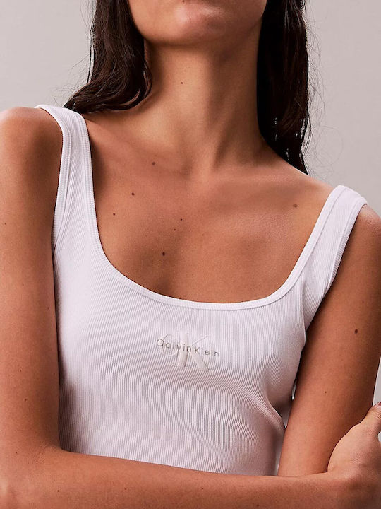Damen Bluse Baumwolle Ärmellos Brilliant White